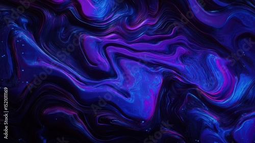 Electric Blue and Purple Swirling Liquid Waves Abstract Art for Metaverse Branding, Futuristic Fluid Motion on Dark Tech Background