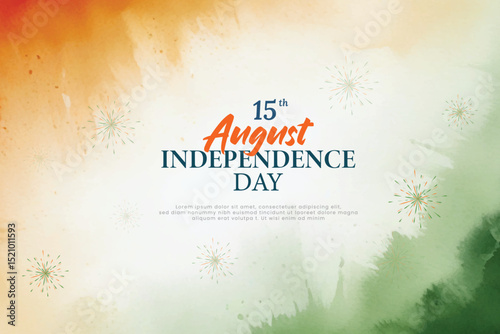 Indian 15th August Happy Independence Day greeting banner design with tricolour watercolor background poster vector illustration	