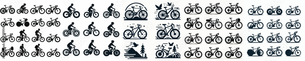 Obraz premium Vector set image silhouette of bicycle.