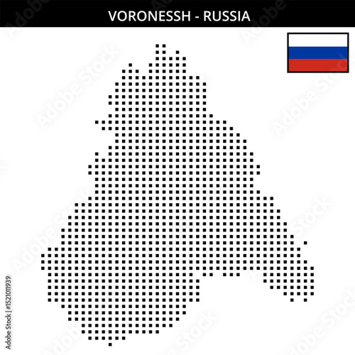 Medium square dotted map of Voronessh in Russia