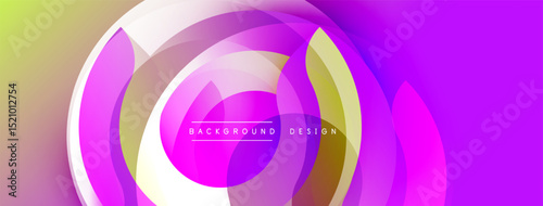 Abstract flowing shapes, vibrant purple, yellow hues. Modern design element, dynamic composition, gradient effect. Smooth transitions create visual interest.