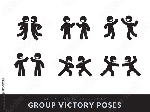 Stickmen Striking Triumphant Poses. Various pose of Stick Figure. Vector Illustration