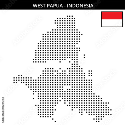 Medium square dotted map of west-papua in Indonesia