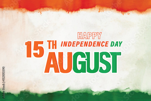 Indian 15th August Happy Independence Day greeting banner design with tricolour watercolor background poster vector illustration	