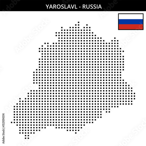 Medium square dotted map of Yaroslavl in Russia