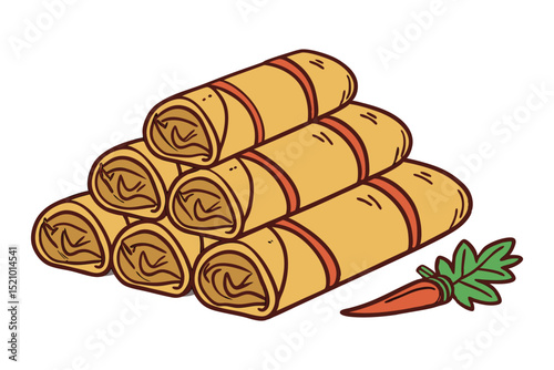 Lumpia Traditional Food Indonesia Vector Illustration