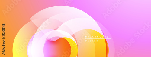 Abstract composition. Overlapping circles create vibrant gradient effect. Soft colors blend seamlessly, forming modern design.