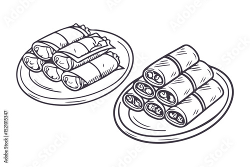 Lumpia Traditional Food Indonesia Vector Illustration