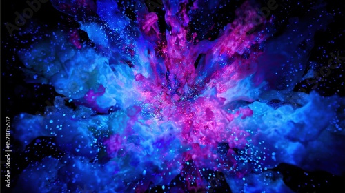 Holographic Fluid Burst in Deep Space with Neon Light Pulses and Abstract Particles - A High-Tech Surrealistic Masterpiece