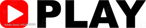 Play Button Design Red Play Icon with Black PLAY Text