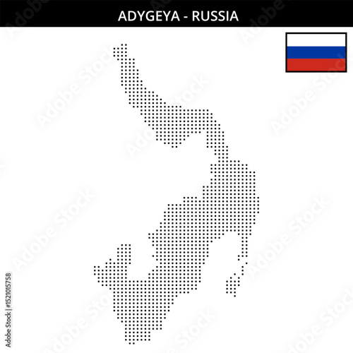 Small square dotted map of Adygeya in Russia