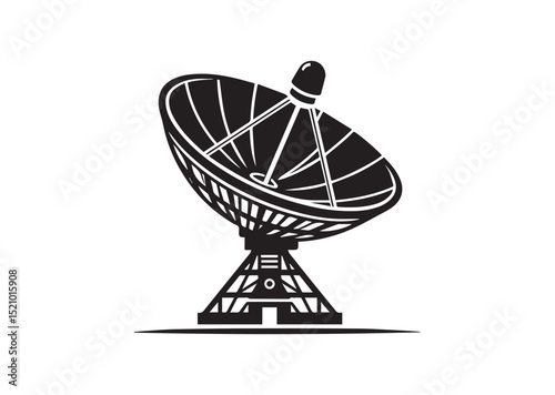 Large satellite dish antenna silhouette vector, Large satellite dish antenna icon