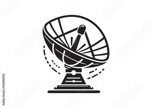 Large satellite dish antenna silhouette vector, Large satellite dish antenna icon