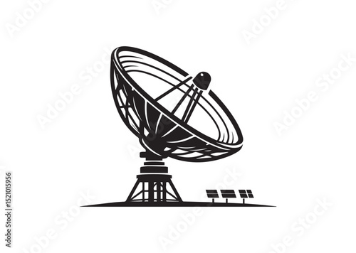 Large satellite dish antenna silhouette vector, Large satellite dish antenna icon