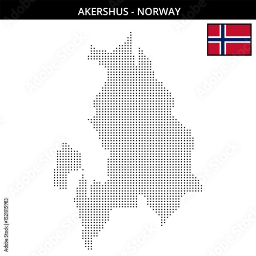 Small square dotted map of akershus in Norway