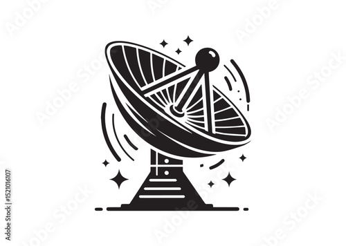 Large satellite dish antenna silhouette vector, Large satellite dish antenna icon