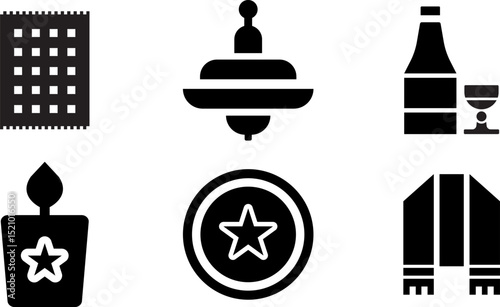 Modern Rounded Filled Judaism Designe Icon Set