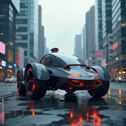 Futuristic City Car Sleek Design and Urban Mobility