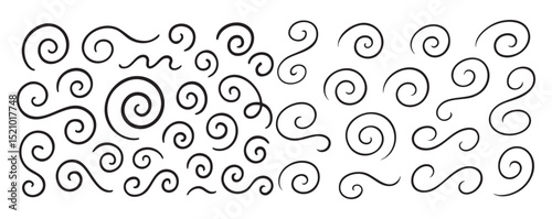 swirl and twirl hand drawn shapes set vector illustration