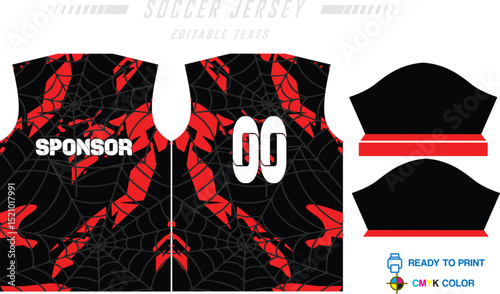 Sport jersey design template with grunge line halftone pattern background. Sport uniform in front & back view. Shirt mock up for sport club. Vector Illustration