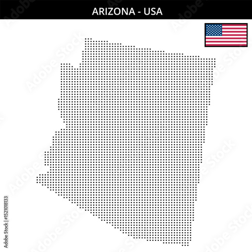 Small square dotted map of arizona in the USA