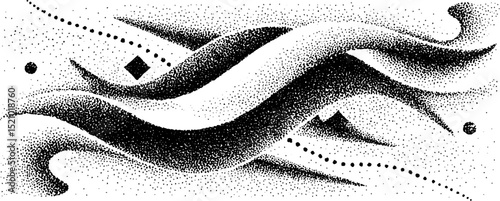 Abstract engraved design with dotted lines and angu shapes for creative projects