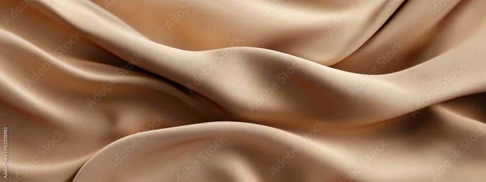 Fototapeta premium Silk fabric background. Beige Satin Fabric with Gentle Folds – Elegant Minimalist Textile Close-Up.
