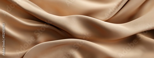 Silk fabric background. Beige Satin Fabric with Gentle Folds – Elegant Minimalist Textile Close-Up.