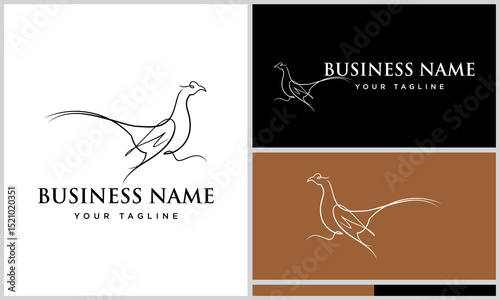 Pheasant Line Art Logo Design.