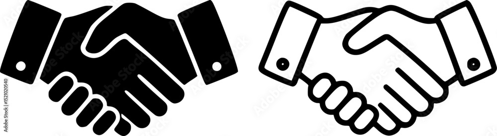 Simple black and white handshake icons for business or agreement. Simple black and white handshake icons for business or agreement.