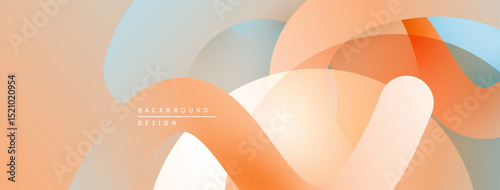 Abstract design features overlapping circles, soft gradients. Peach, blue hues create modern visual experience. Minimalist composition.