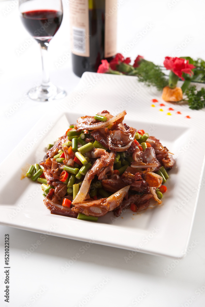 Fototapeta premium Hunan-style stir-fried pork head