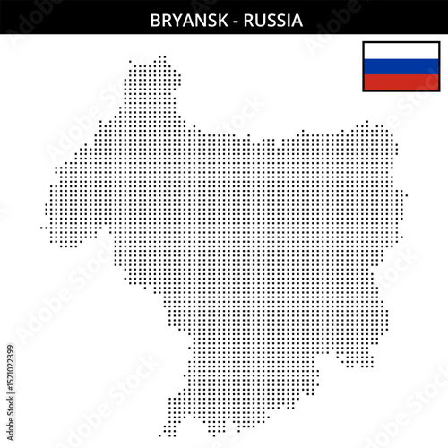 Small square dotted map of Bryansk in Russia