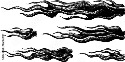 Engraved flame waves and fiery elements for creative design inspiration