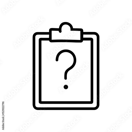 Clipboard with a puzzling question mark icon illustration element