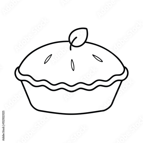 Apple Pie Food Drawing in Simple Style Line Art Vector illustration
