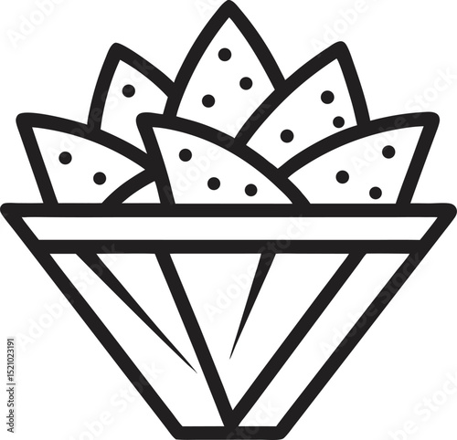 Nachos vector line art icon black and white , white background 