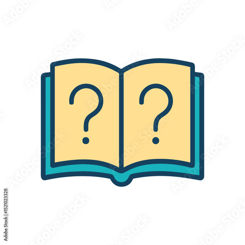 Enigmatic book reveals dual questions icon illustration element