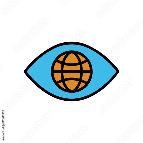 Eye with globe world vision icon illustration element