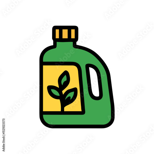 Green liquid fertilizer bottle for plants icon illustration element