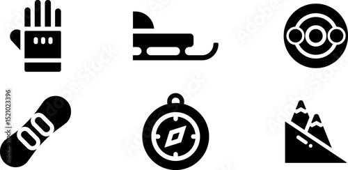 Modern Rounded Filled Winter Sport Icon Set