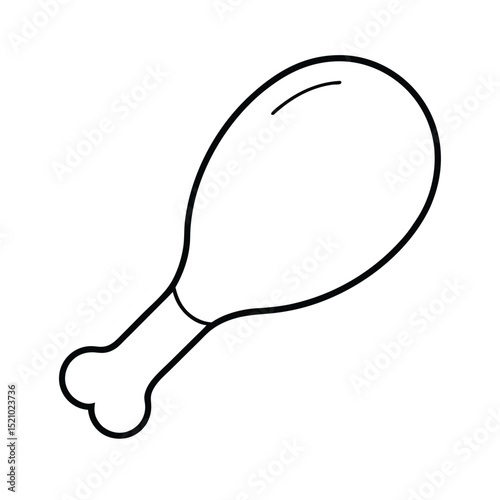 Chicken Drumsticks Fried Meal Outline Line Art Vector illustration