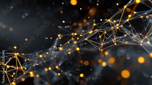 Cyberspace Neural Network Abstract Mesh with Pulsing Lights and Glowing Connections, Immersive Meta Interface Backdrop