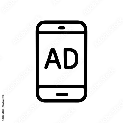 Phone displaying ad text icon icon illustration element