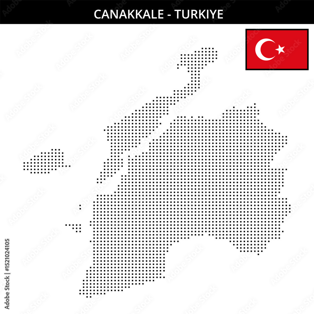 Fototapeta premium Small square dotted map of Canakkale in Turkiye