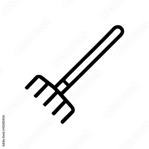 Rake tool with curved tines icon illustration element
