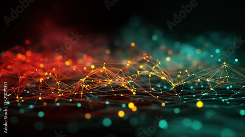 Cyberspace Neural Network Abstract Mesh with Pulsing Lights and Glowing Connections, Immersive Meta Interface Backdrop