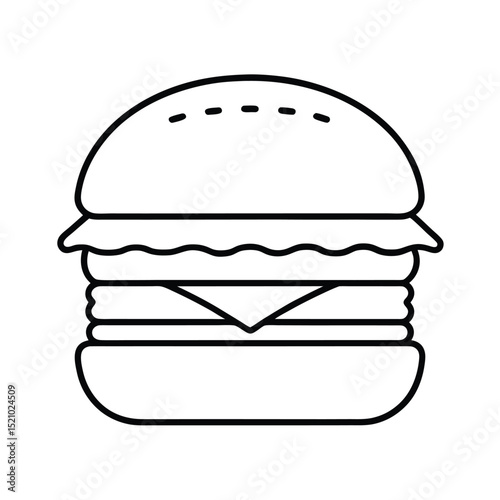 Double Cheeseburger Tasty Burger Drawing Line Art Vector illustration