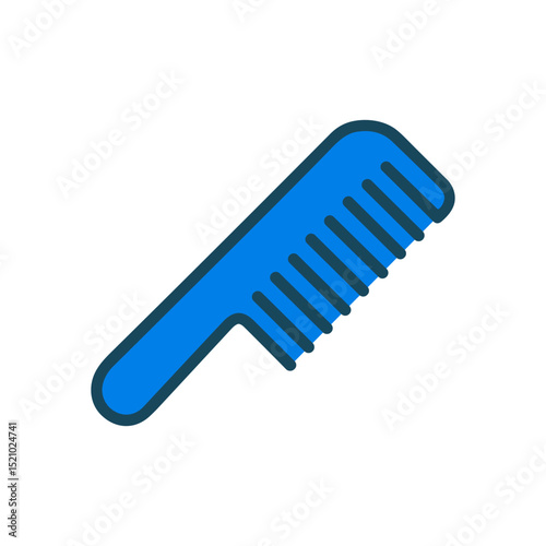 Stylized blue comb with dark outline icon illustration element
