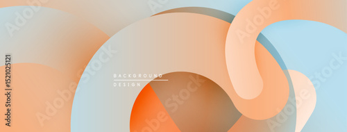 Abstract fluid shapes overlap. Soft peach, blue hues create modern design. Minimalist composition, gentle gradients present.